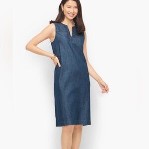 Talbots DENIM SHIFT Midi Smocked Dress Size 18 Office Casual Bohob